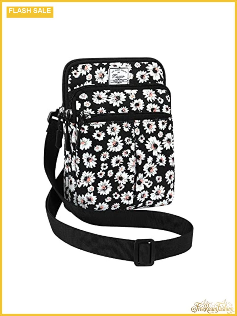Multifunction Crossbody Phone Bag Waist Pack 3 Zip Pockets Polyester